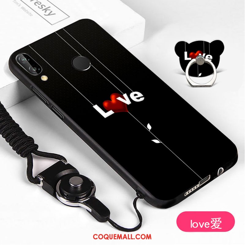 coque huawei p20 lite noir dessin blanc