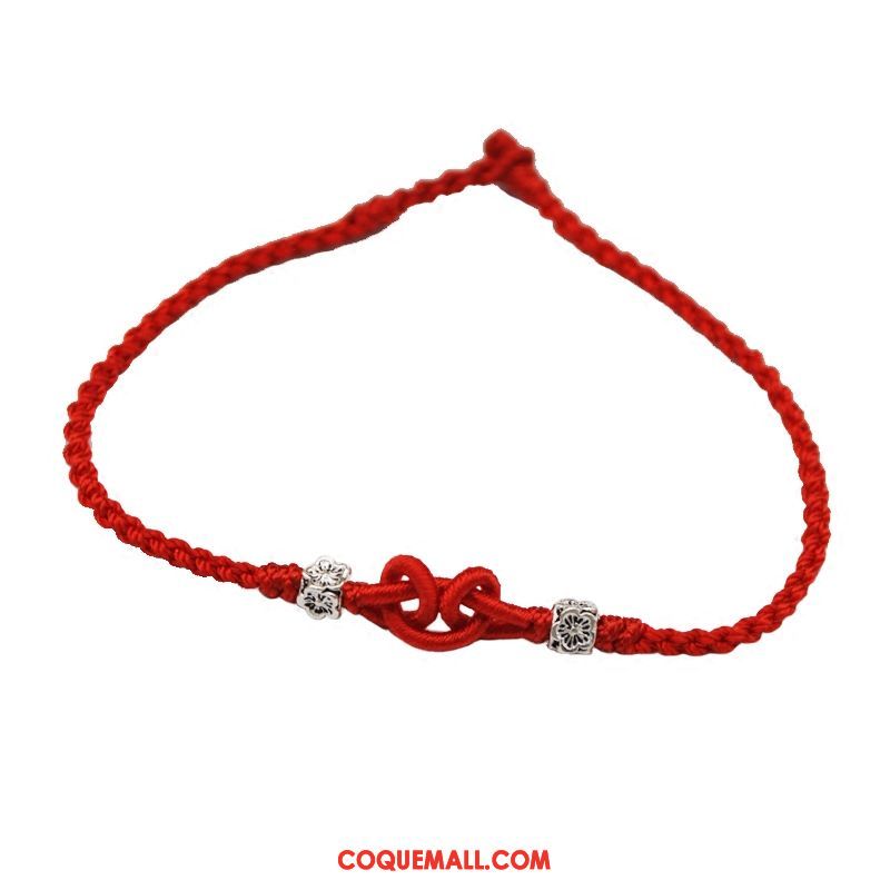Bracelet De Cheville Femme Manuel Accessoires Rouge, Bracelet De Cheville Bien Milieu