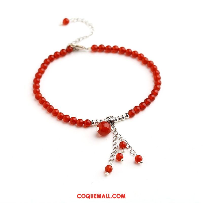 Bracelet De Cheville Femme Mode Rouge Simple, Bracelet De Cheville Cristal Accessoires