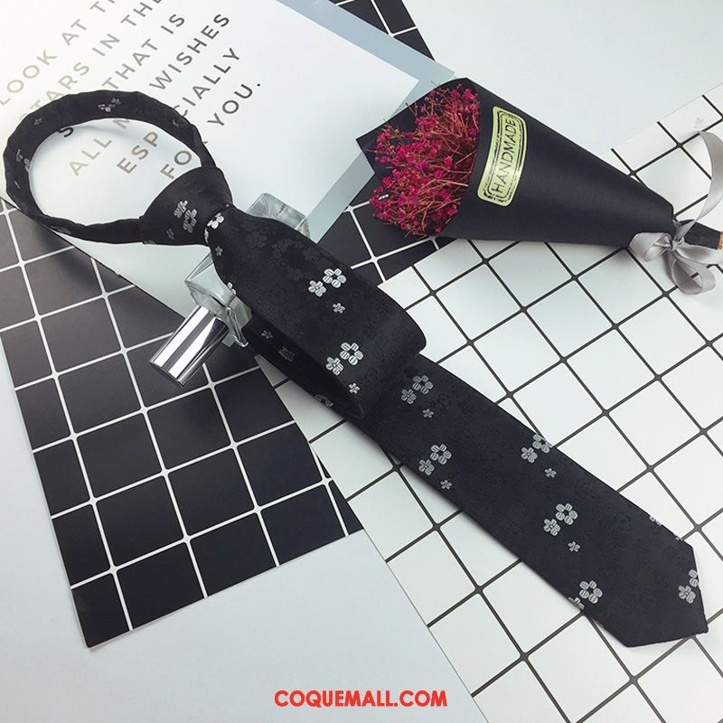 Cravate Homme Fermeture Éclair Étroit 5cm, Cravate Paresseux Noir