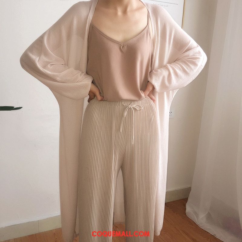 Vêtement Anti Uv Femme Cardigan Long Section Tricot, Vêtement Anti Uv La Soie De Glace Crème Solaire Beige Farbe
