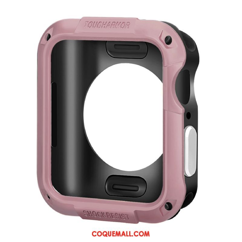 Étui Apple Watch Series 4 Accessoires Silicone Border, Coque Apple Watch Series 4 Rose Protection