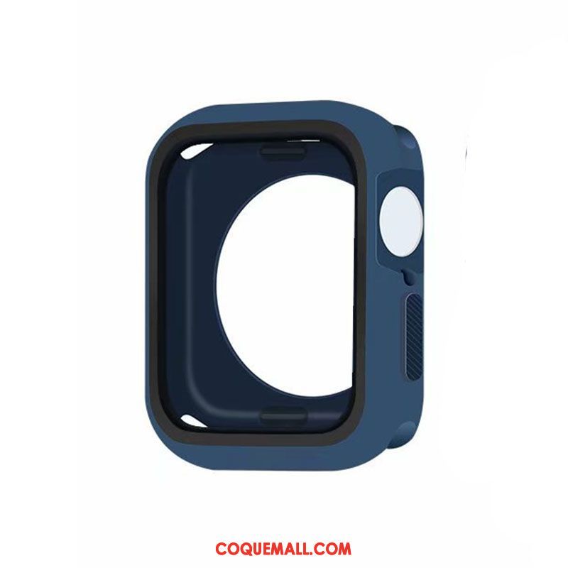 Étui Apple Watch Series 5 Protection Silicone Border, Coque Apple Watch Series 5 Bleu Tout Compris