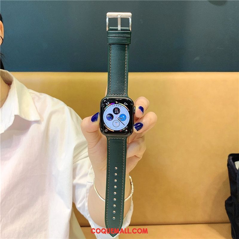 Étui Apple Watch Series 5 Silicone Vert Cuir, Coque Apple Watch Series 5