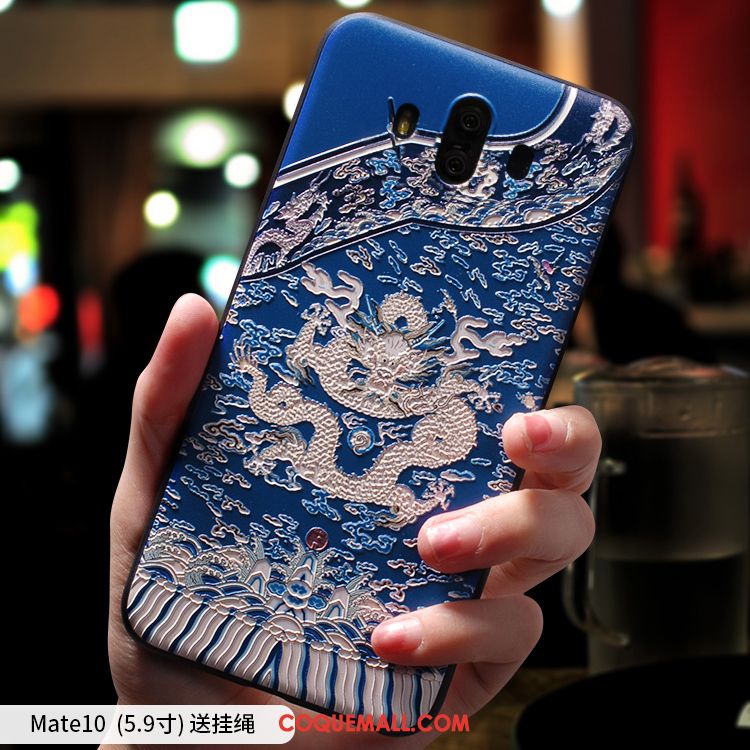 Étui Huawei Mate 10 Créatif Amoureux Tendance, Coque Huawei Mate 10 Bleu Téléphone Portable