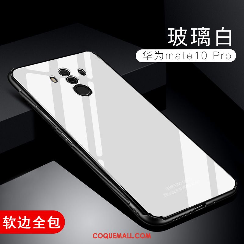 Étui Huawei Mate 10 Pro Simple Blanc Incassable, Coque Huawei Mate 10 Pro Verre Téléphone Portable
