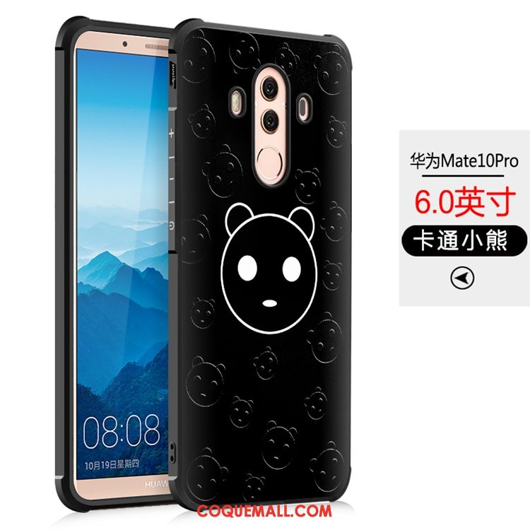 Étui Huawei Mate 10 Pro Téléphone Portable Noir Gaufrage, Coque Huawei Mate 10 Pro Fluide Doux