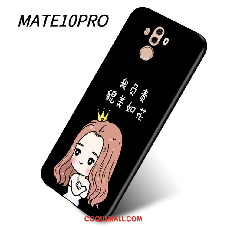 Étui Huawei Mate 10 Pro Téléphone Portable Noir Incassable, Coque Huawei Mate 10 Pro Fluide Doux Délavé En Daim
