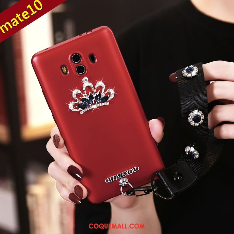 Étui Huawei Mate 10 Rouge Rose Incassable, Coque Huawei Mate 10 Fluide Doux Téléphone Portable