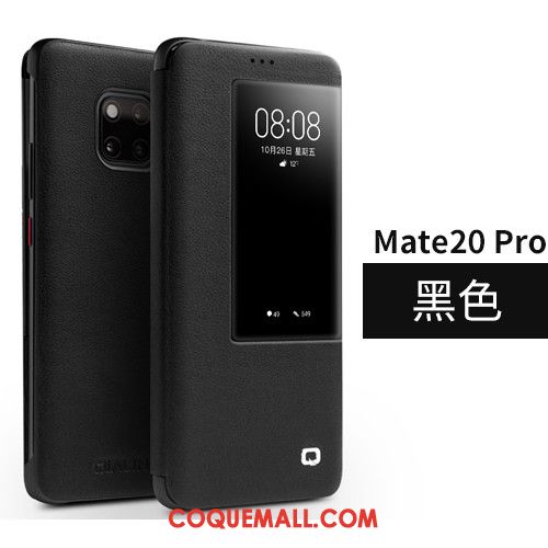 Étui Huawei Mate 20 Pro Clamshell Cuir Véritable Windows, Coque Huawei Mate 20 Pro Dormance Ouvrir La Fenêtre