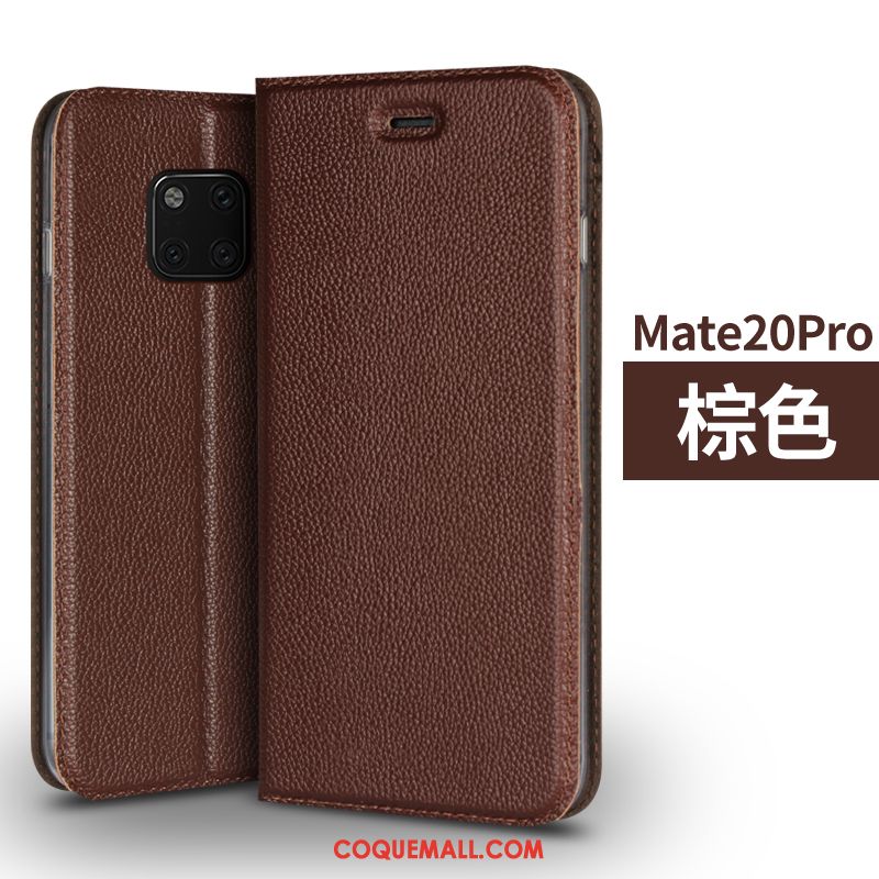 Étui Huawei Mate 20 Pro Incassable Cuir Téléphone Portable, Coque Huawei Mate 20 Pro Tout Compris Tendance Braun