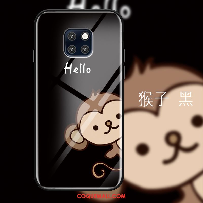 Étui Huawei Mate 20 Pro Téléphone Portable Verre Trempé Protection, Coque Huawei Mate 20 Pro Singe Amoureux