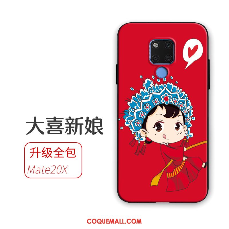 Étui Huawei Mate 20 X Fluide Doux Marque De Tendance Support, Coque Huawei Mate 20 X Téléphone Portable Rouge