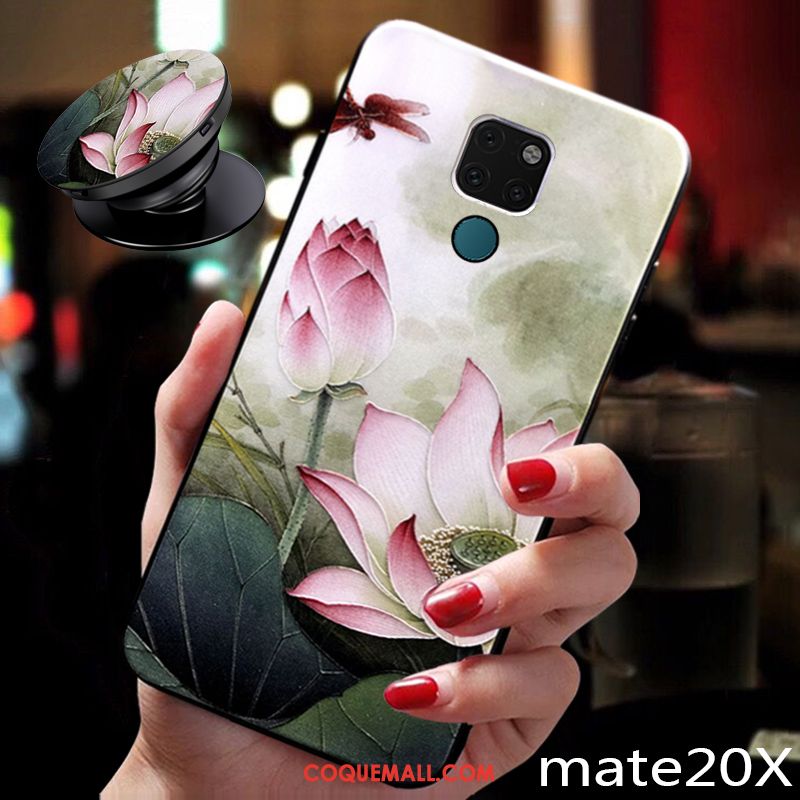 Étui Huawei Mate 20 X Incassable Silicone Très Mince, Coque Huawei Mate 20 X Ornements Suspendus Style Chinois