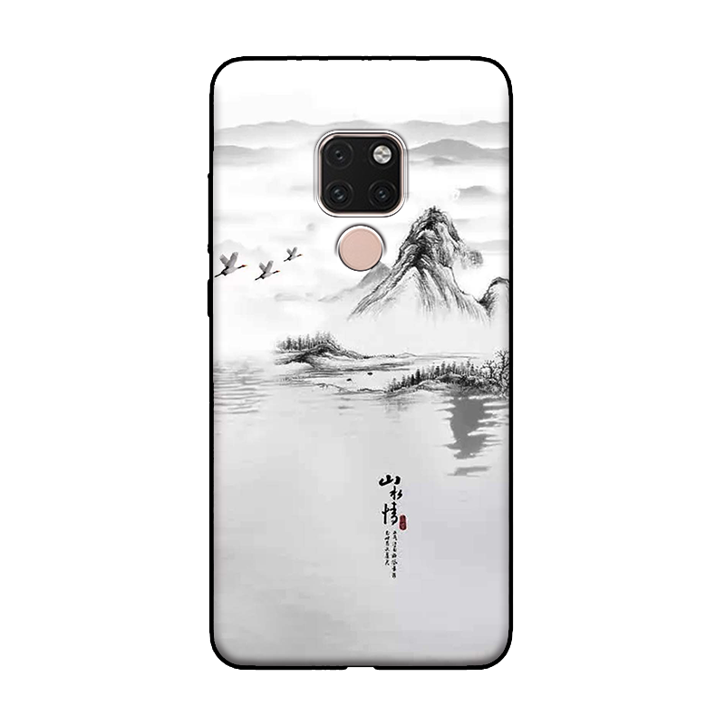 Étui Huawei Mate 20 X Téléphone Portable Noir Blanc, Coque Huawei Mate 20 X Encre Art
