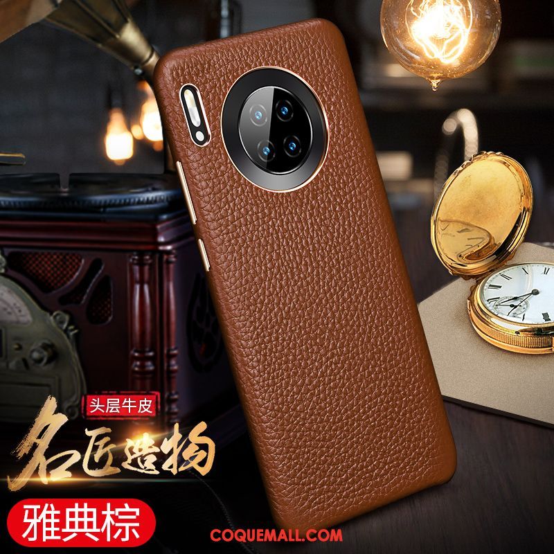 Étui Huawei Mate 30 Luxe Très Mince Protection, Coque Huawei Mate 30 Business Incassable Braun