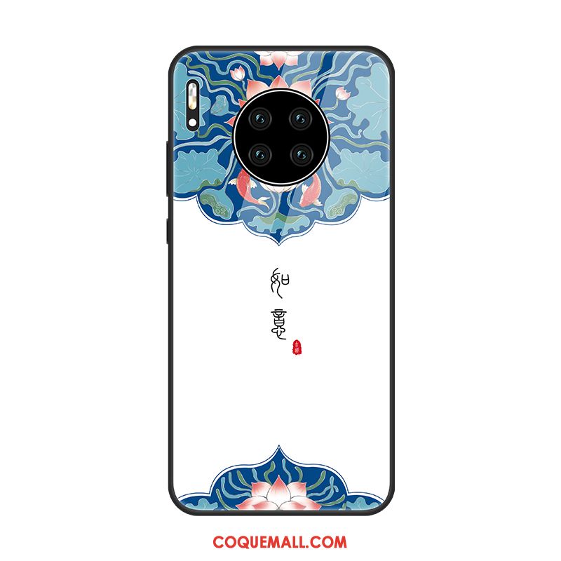 Étui Huawei Mate 30 Pro Blanc Protection Style Chinois, Coque Huawei Mate 30 Pro Téléphone Portable Vent