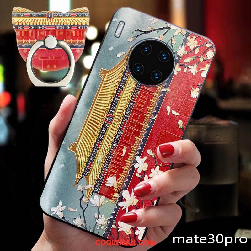 Étui Huawei Mate 30 Pro Créatif Téléphone Portable Silicone, Coque Huawei Mate 30 Pro Style Chinois Palais