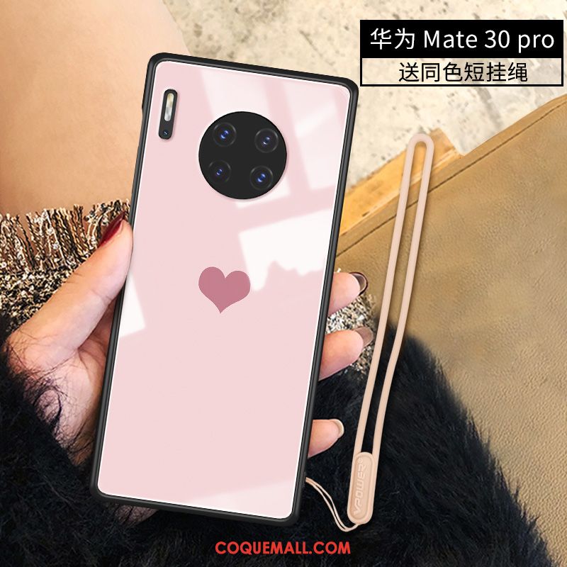 Étui Huawei Mate 30 Pro Nouveau Simple Amour, Coque Huawei Mate 30 Pro Net Rouge Personnalité