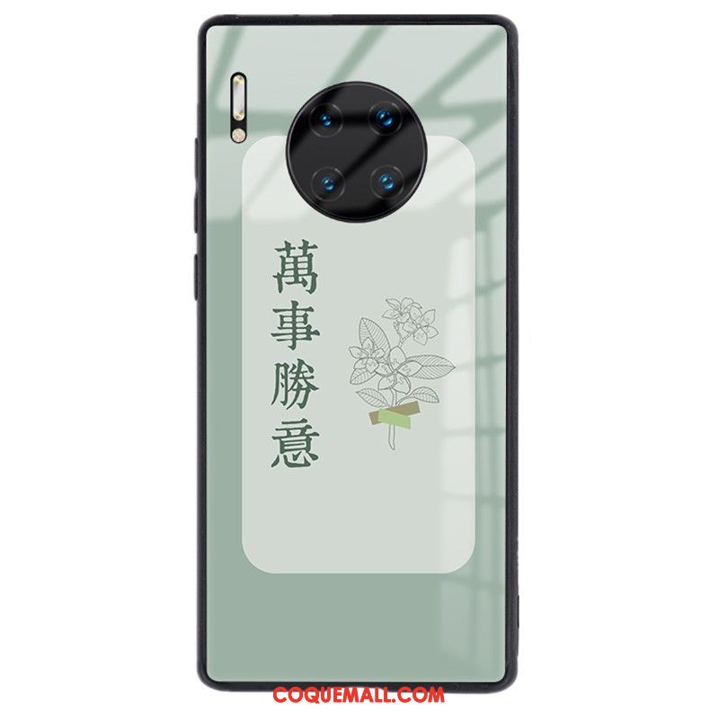 Étui Huawei Mate 30 Silicone Téléphone Portable Tout Compris, Coque Huawei Mate 30 Vert Style Chinois