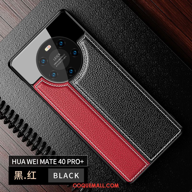 Étui Huawei Mate 40 Pro+ Incassable Miroir Modèle Fleurie, Coque Huawei Mate 40 Pro+ Rouge Luxe