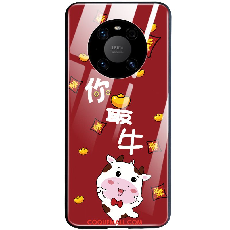 Étui Huawei Mate 40 Tout Compris Nouveau Verre, Coque Huawei Mate 40 Rouge Téléphone Portable