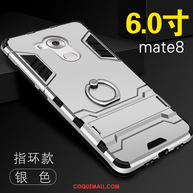 Étui Huawei Mate 8 Anneau Tempérer Membrane, Coque Huawei Mate 8 Argent Marque De Tendance