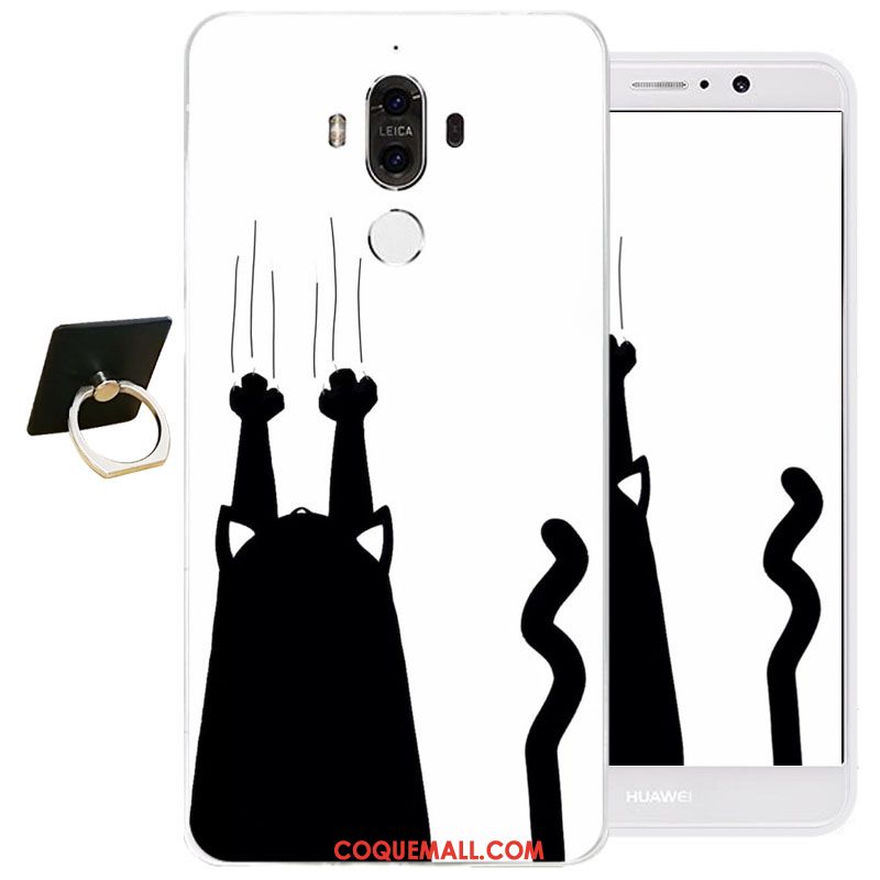 Étui Huawei Mate 9 Blanc Gaufrage Protection, Coque Huawei Mate 9 Fluide Doux Silicone