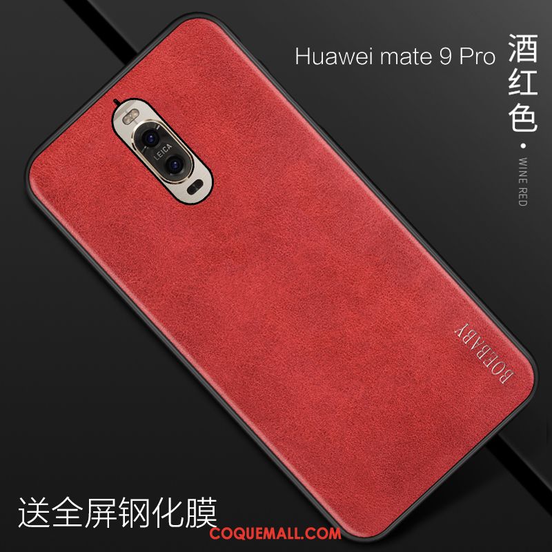 Étui Huawei Mate 9 Pro Fluide Doux Magnétisme Rouge, Coque Huawei Mate 9 Pro Protection Téléphone Portable