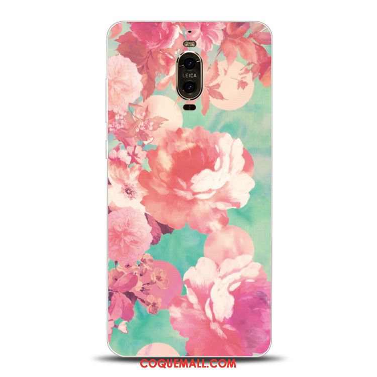 Étui Huawei Mate 9 Pro Silicone Rose Gaufrage, Coque Huawei Mate 9 Pro Fluide Doux Protection