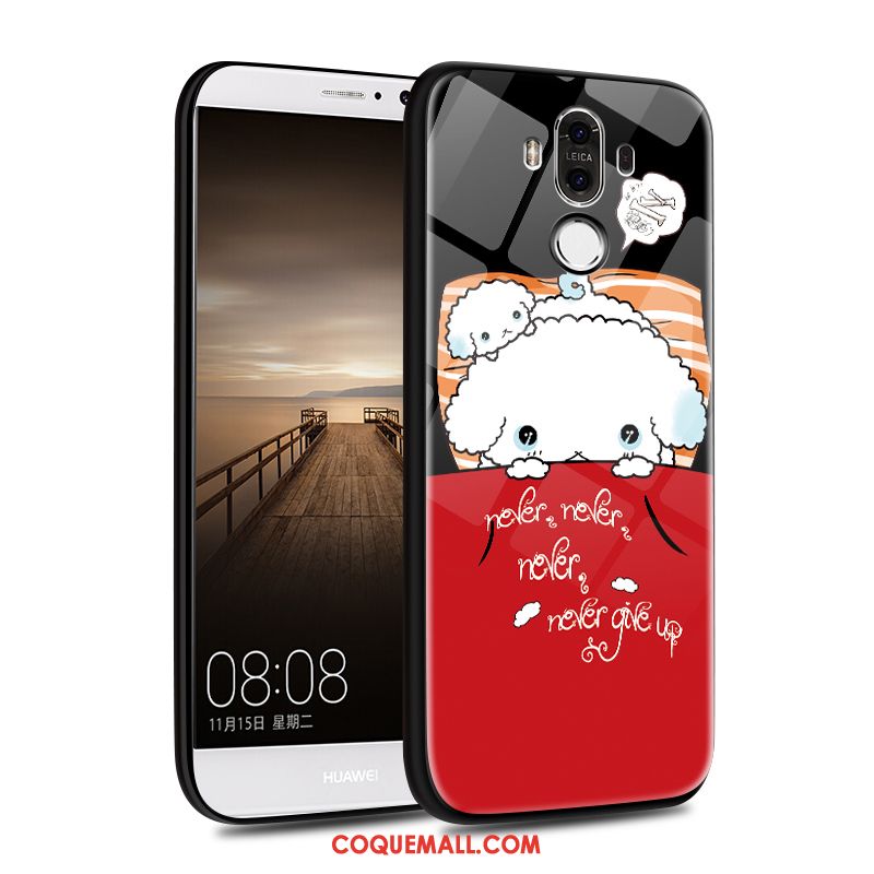 Étui Huawei Mate 9 Verre Téléphone Portable Charmant, Coque Huawei Mate 9 Rouge Dessin Animé