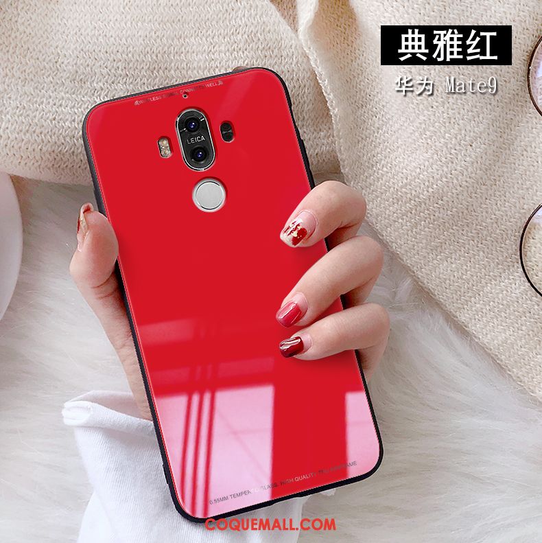 Étui Huawei Mate 9 Verre Téléphone Portable Rouge, Coque Huawei Mate 9