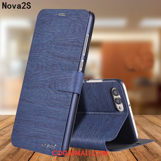 Étui Huawei Nova 2s Protection Bleu Carte, Coque Huawei Nova 2s Cuir Tendance