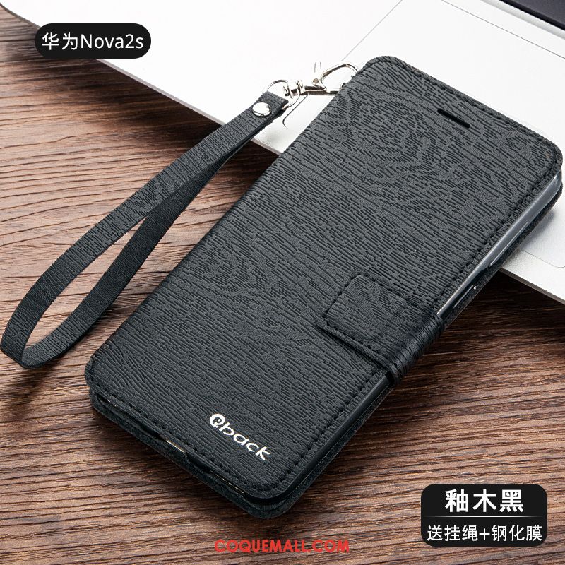 Étui Huawei Nova 2s Étui En Cuir Noir Téléphone Portable, Coque Huawei Nova 2s Tout Compris Protection
