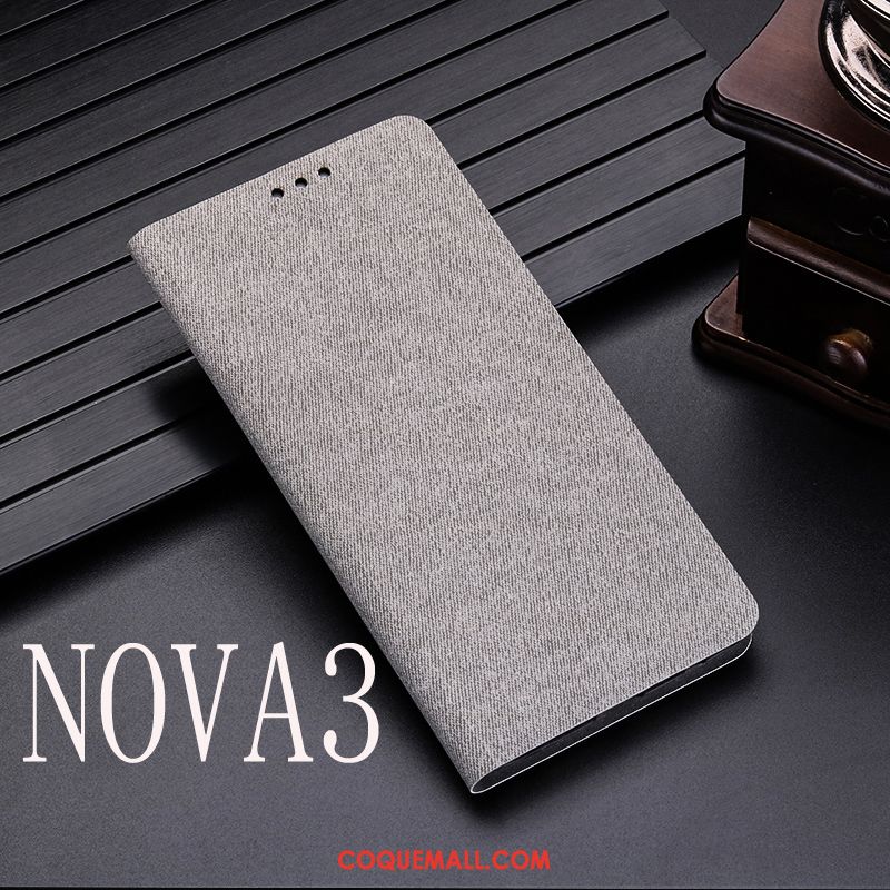Étui Huawei Nova 3 Incassable Téléphone Portable Étui En Cuir, Coque Huawei Nova 3 Gris Protection