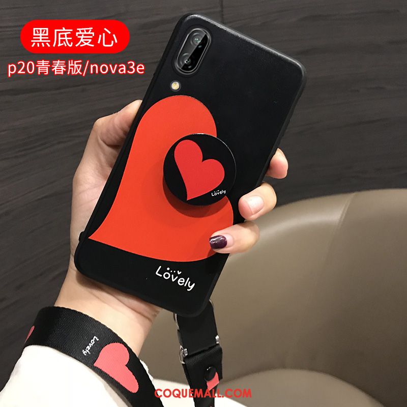 Étui Huawei Nova 3e Amour Chaud Net Rouge, Coque Huawei Nova 3e Tendance Téléphone Portable