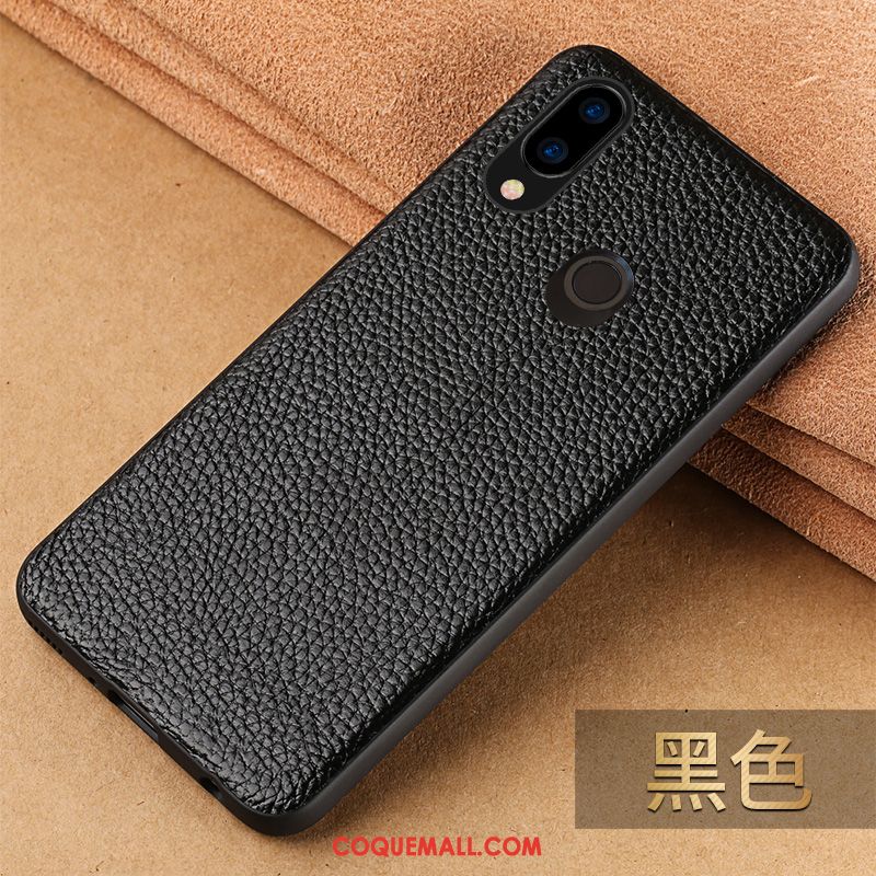 Étui Huawei Nova 3e Protection Téléphone Portable Noir, Coque Huawei Nova 3e Cuir Véritable Étui En Cuir