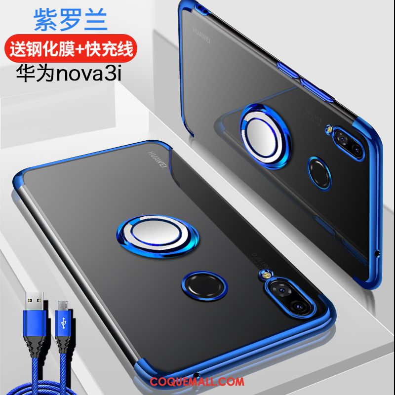 Étui Huawei Nova 3i Luxe Silicone Support, Coque Huawei Nova 3i Tendance Anneau