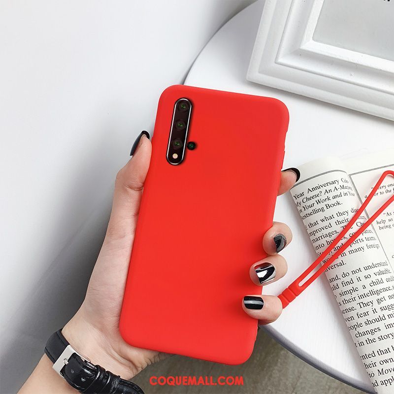 Étui Huawei Nova 5t Rouge Protection Très Mince, Coque Huawei Nova 5t Téléphone Portable Couleur Unie