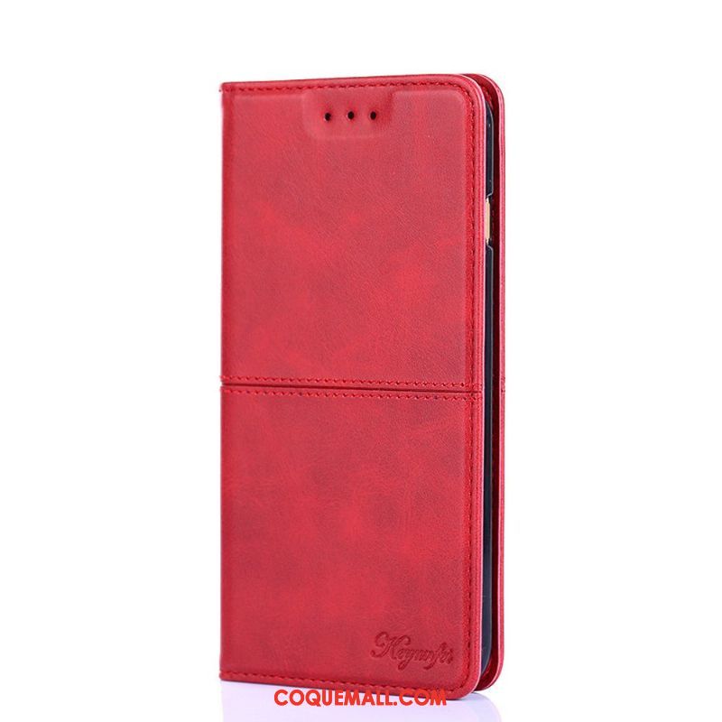 Étui Huawei P Smart 2019 En Cuir Téléphone Portable Rouge, Coque Huawei P Smart 2019 Bovins Modèle Fleurie