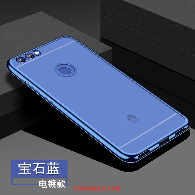 Étui Huawei P Smart Bleu Fluide Doux Transparent, Coque Huawei P Smart Téléphone Portable Protection