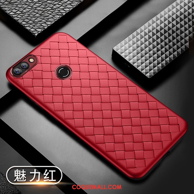 Étui Huawei P Smart Étui En Cuir Tissage Refroidissement, Coque Huawei P Smart Téléphone Portable Rouge
