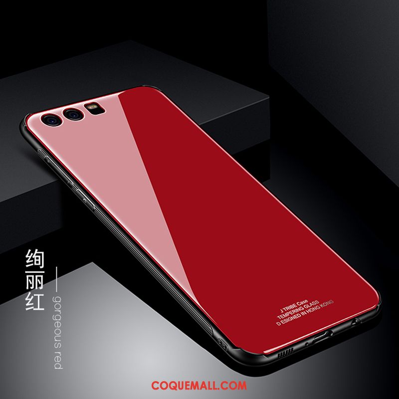Étui Huawei P10 Incassable Rouge Verre, Coque Huawei P10 Téléphone Portable Brillant