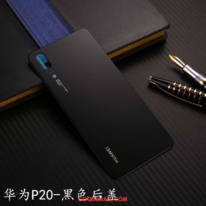 Étui Huawei P20 Noir Téléphone Portable Verre, Coque Huawei P20 Couvercle Arrière