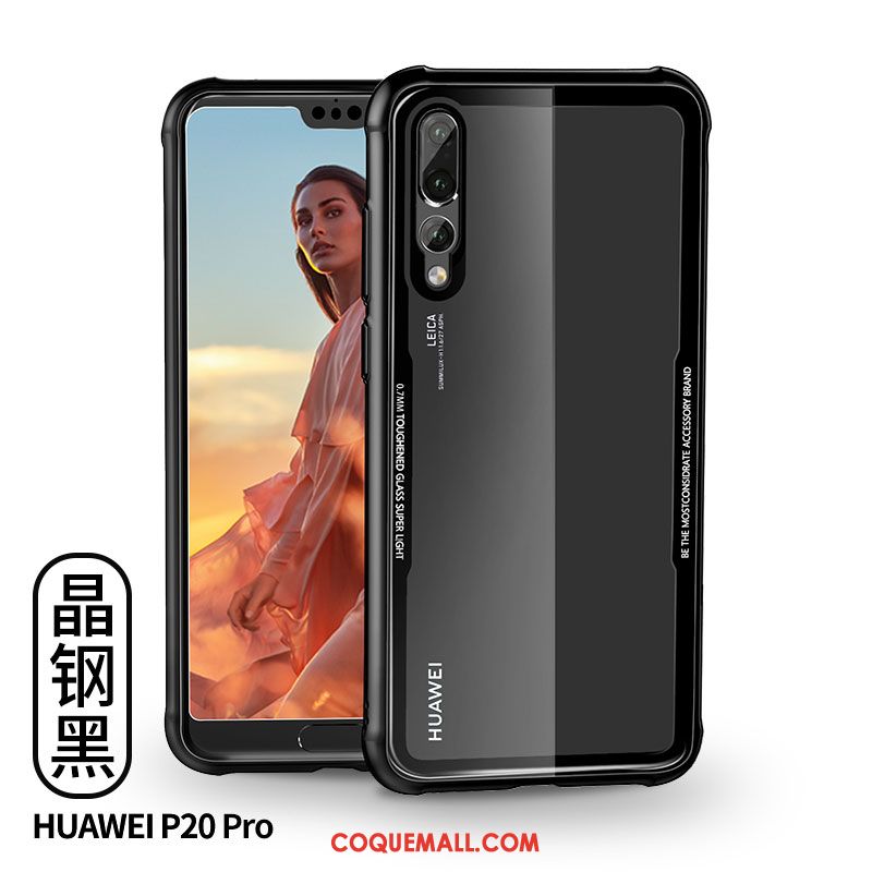 Étui Huawei P20 Pro Noir Incassable Verre, Coque Huawei P20 Pro Protection Fluide Doux