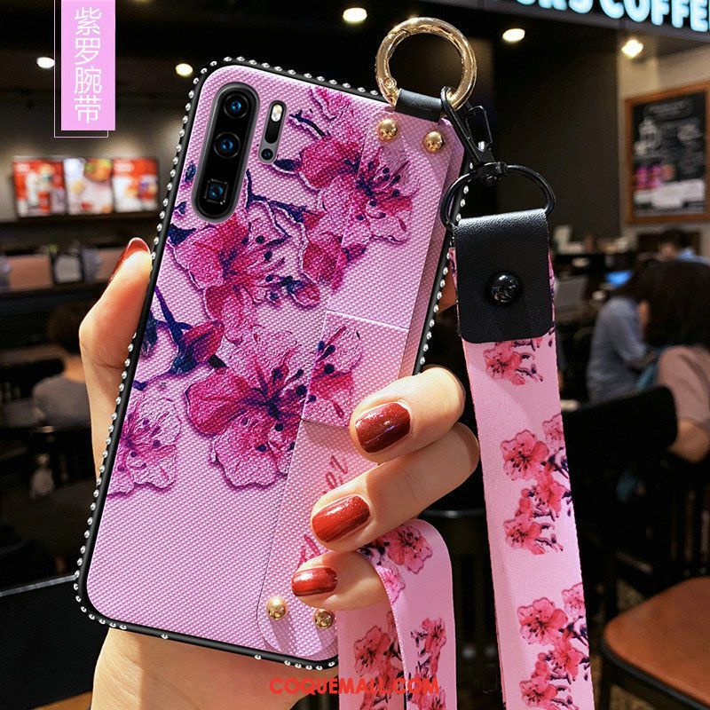 Étui Huawei P30 Pro Fleurs Membrane Violet, Coque Huawei P30 Pro Protection Téléphone Portable