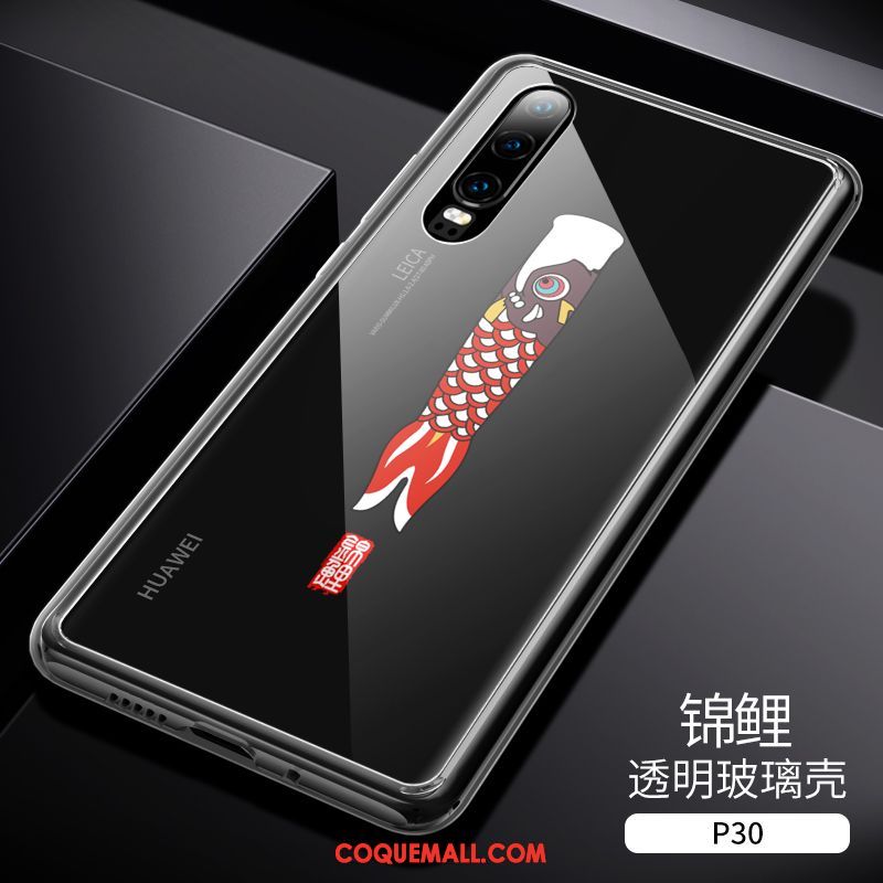 Étui Huawei P30 Transparent Tout Compris Style Chinois, Coque Huawei P30 Téléphone Portable Verre