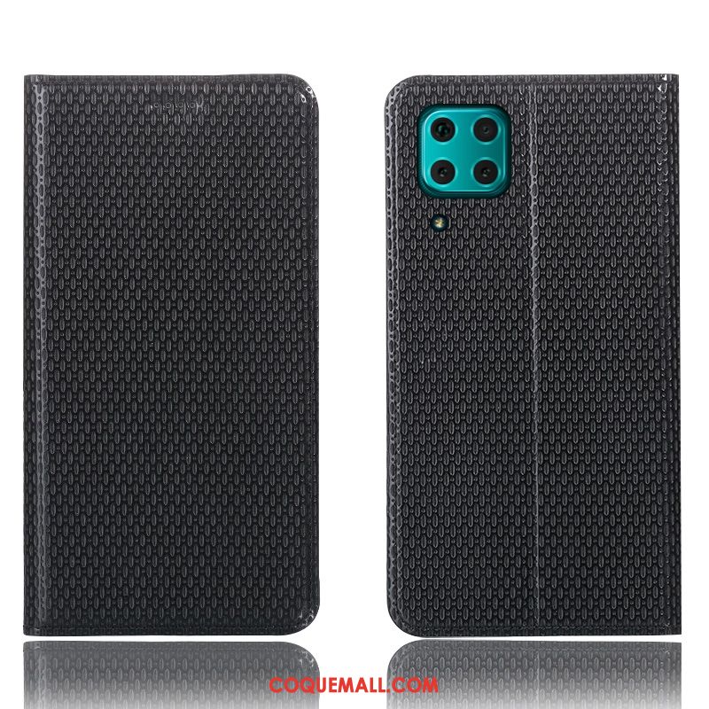 Étui Huawei P40 Lite Protection Modèle Fleurie Noir, Coque Huawei P40 Lite Téléphone Portable En Cuir