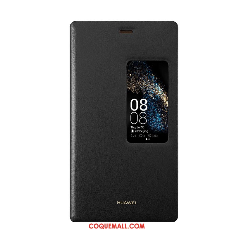 Étui Huawei P8 Authentique Haute Protection, Coque Huawei P8 Noir Téléphone Portable