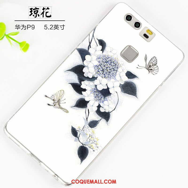 Étui Huawei P9 Téléphone Portable Incassable Fluide Doux, Coque Huawei P9 Blanc Créatif